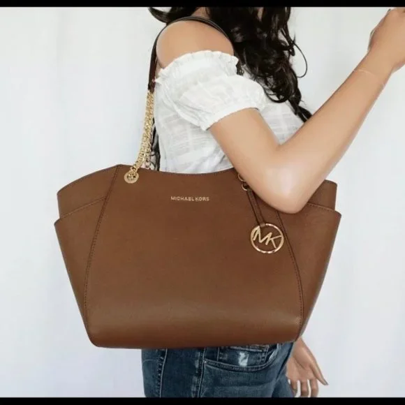 Michael Kors jet set large chain tote brown bag